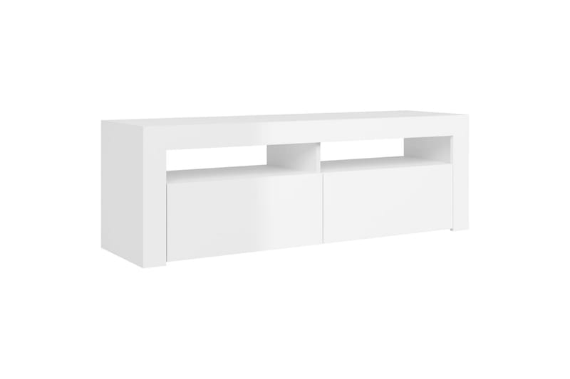 tv-skab med LED-lamper 120x35x40 cm hvid højglans - Hvid - Møbler - TV borde & mediemøbler - TV-borde