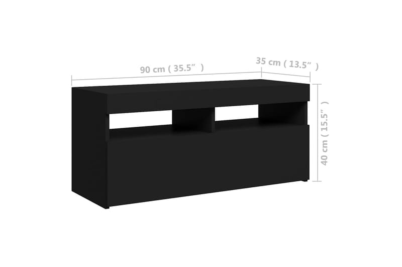 tv-skab med LED-lamper 90x35x40 cm sort - Sort - Møbler - TV borde & mediemøbler - TV-borde