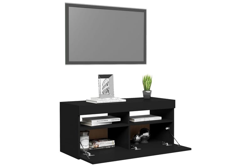 tv-skab med LED-lamper 90x35x40 cm sort - Sort - Møbler - TV borde & mediemøbler - TV-borde