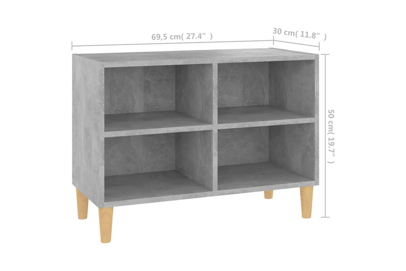 tv-skab med massive træben 69,5x30x50 cm betongrå - Grå - Møbler - TV borde & mediemøbler - TV-borde