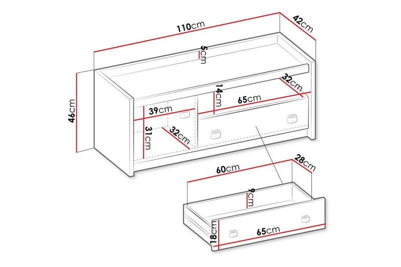 Rathmore TV-bord 110 cm - Grå - Møbler - TV borde & mediemøbler - TV-skab