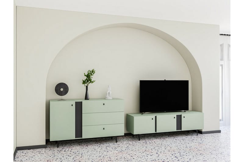 Rathmore TV-bord 165 cm - Grøn - Møbler - TV borde & mediemøbler - TV-skab