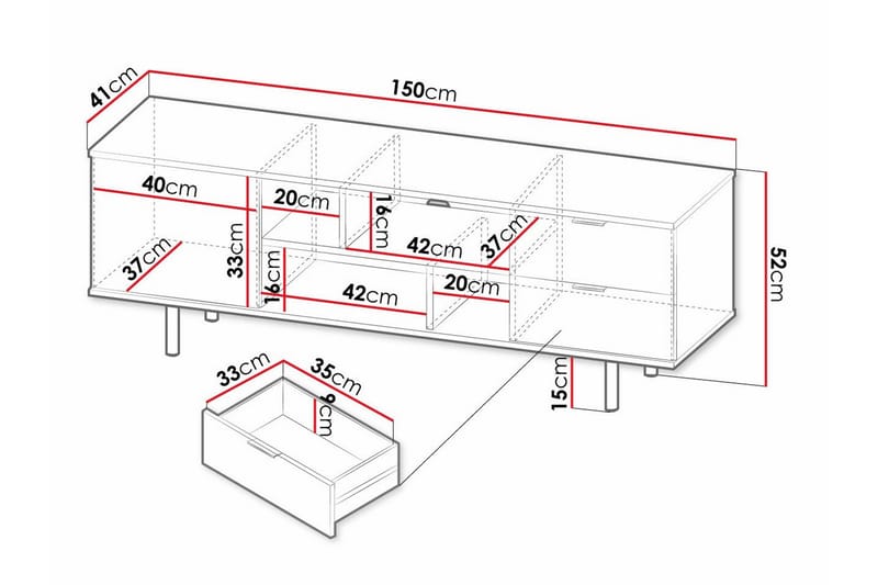 Staffin Tv-skab 150 cm - Sort - Møbler - TV borde & mediemøbler - TV-skab