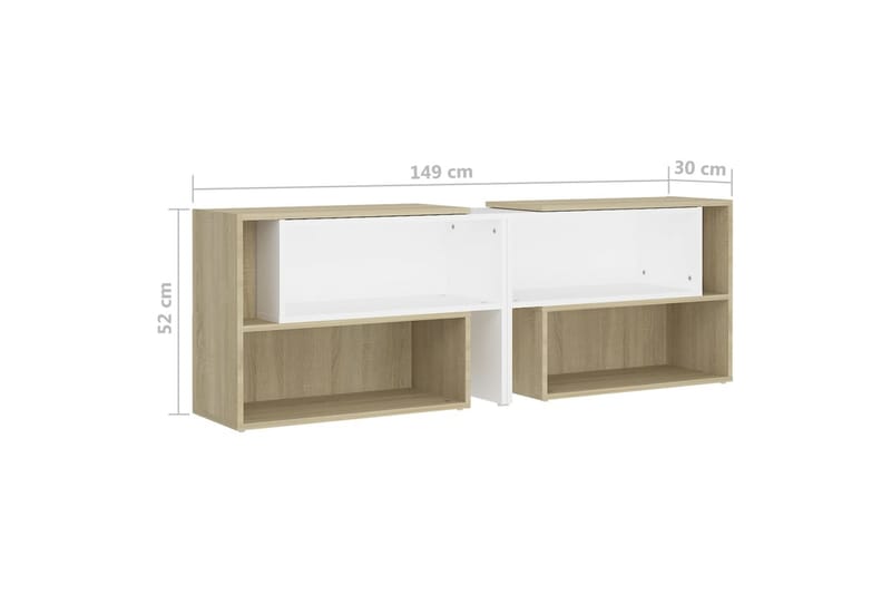 tv-skab 149x30x52 cm spånplade hvid og sonoma-eg - Beige - Møbler - TV borde & mediemøbler - TV-skab