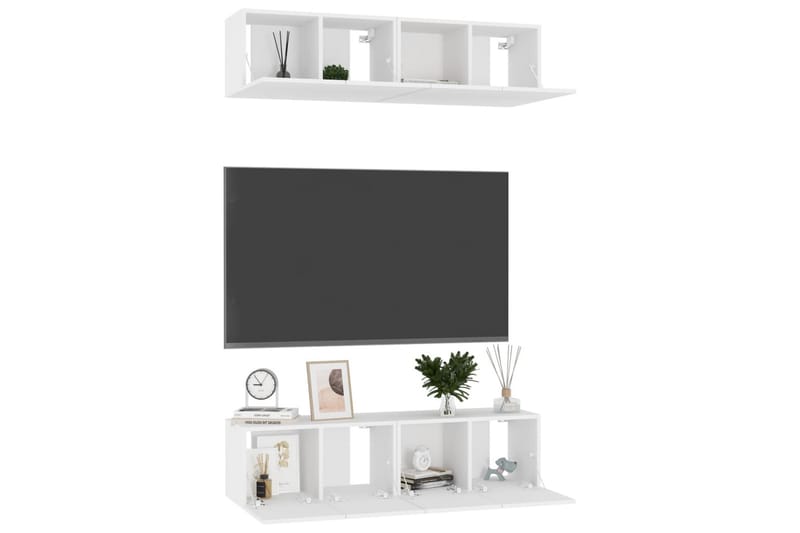 tv-skabe 4 stk. 60x30x30 cm spånplade hvid - Hvid - Møbler - TV borde & mediemøbler - TV-skab