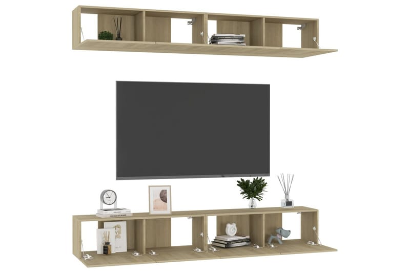 tv-skabe 4 stk. 60x30x30 cm spånplade sonoma-eg - Brun - Møbler - TV borde & mediemøbler - TV-skab