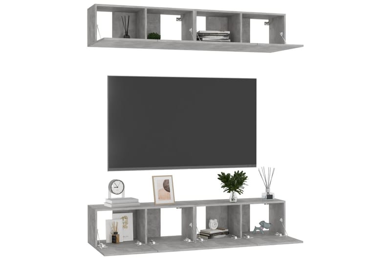 tv-skabe 4 stk. 80x30x30 cm spånplade betongrå - Grå - Møbler - TV borde & mediemøbler - TV-skab