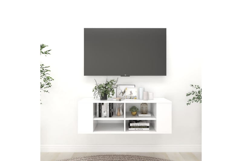 væghængt tv-skab 102x35x35 cm spånplade hvid - Hvid - Møbler - TV borde & mediemøbler - TV-skab