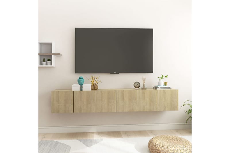 væghængte tv-skabe 3 stk. 60x30x30 cm sonoma-eg - Brun - Møbler - TV borde & mediemøbler - TV-skab