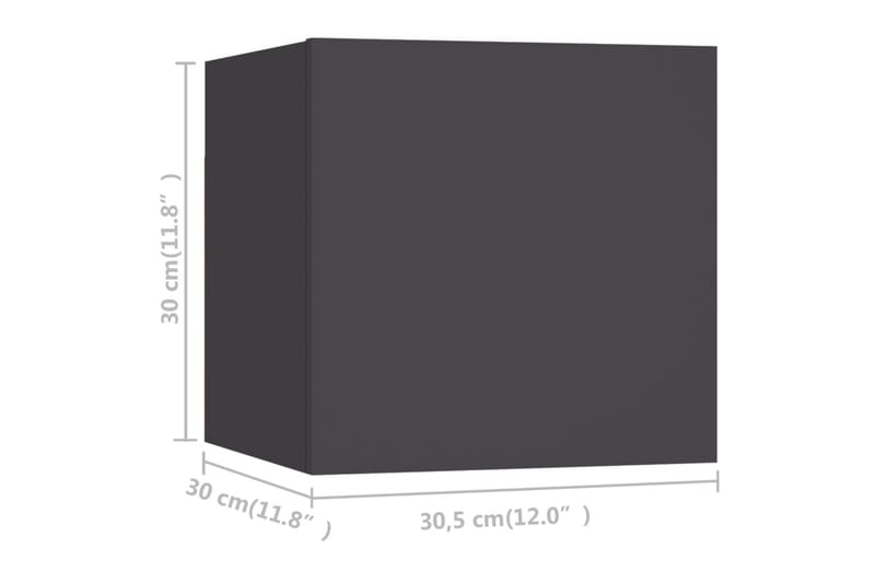 væghængte tv-skabe 8 stk. 30,5x30x30 cm grå - Grå - Møbler - TV borde & mediemøbler - TV-skab