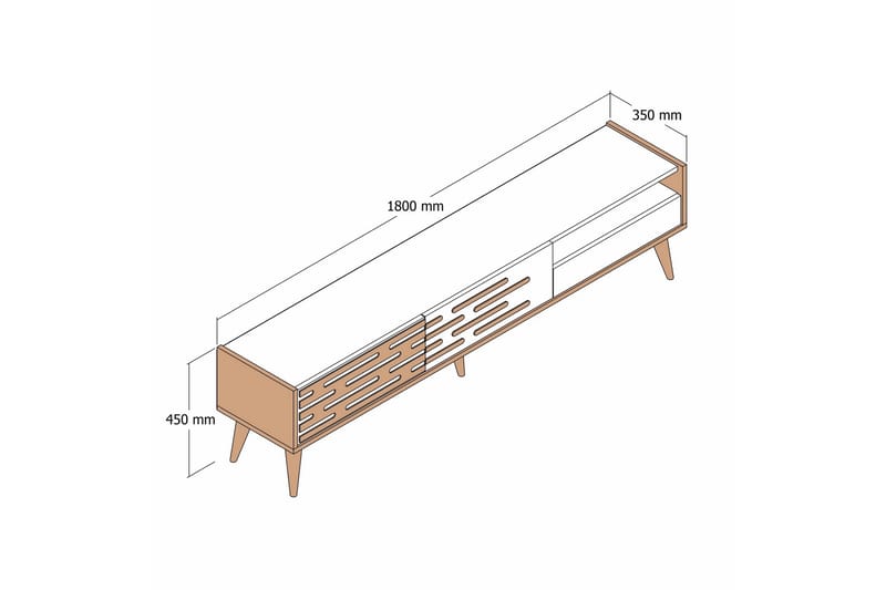 Valensiya Tv-bænk 180 cm - Valnød/Sort/Marmor - Møbler - TV borde & mediemøbler - TV-borde