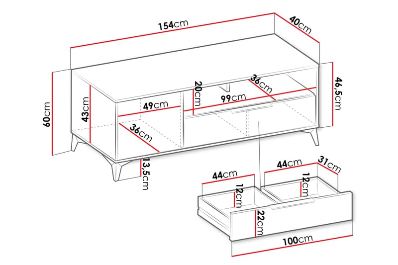 Vemdalen Tv-bænk 154 cm - Sand beige - Møbler - TV borde & mediemøbler - TV-borde