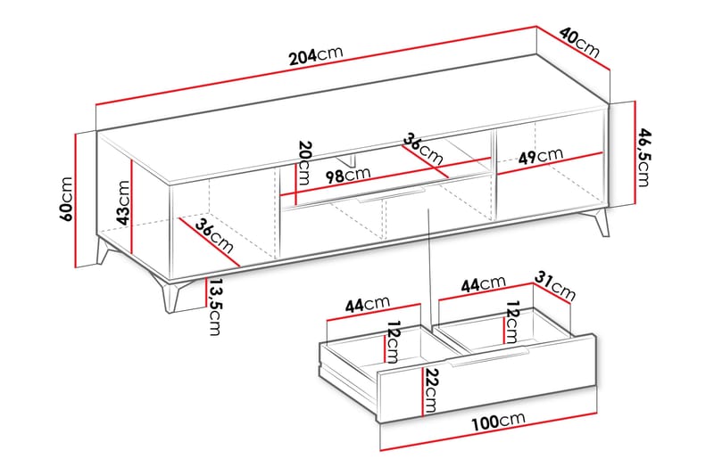 Vemdalen Tv-bord 204 cm - Sand beige - Møbler - TV borde & mediemøbler - TV-borde