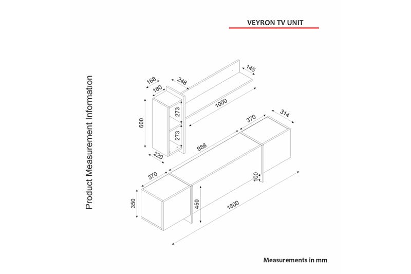 Veyron Tv-bænk 180 cm - Beige/Sandsten - Møbler - TV borde & mediemøbler - TV-borde