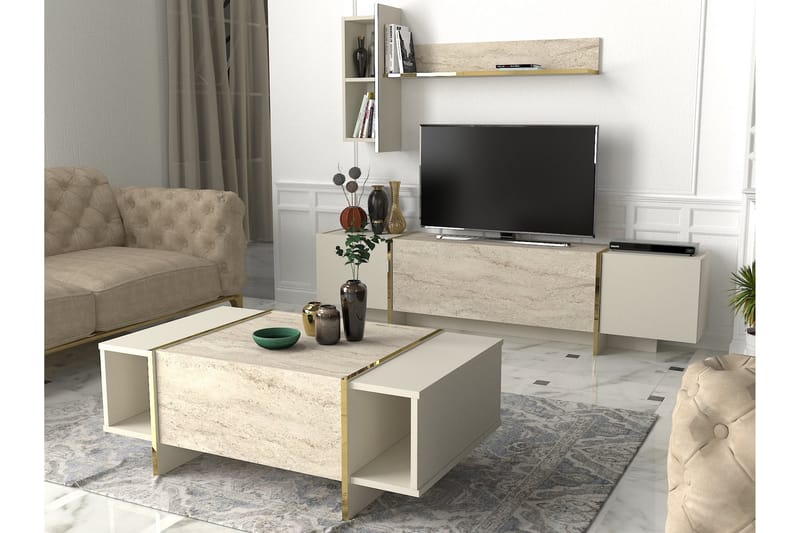 Veyron Tv-bænk 180 cm - Beige/Sandsten - Møbler - TV borde & mediemøbler - TV-borde