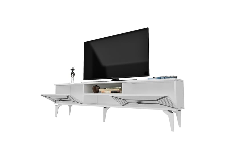 Yumedi Tv-bænk 150 cm - Hvid/Sølv - Møbler - TV borde & mediemøbler - TV-borde