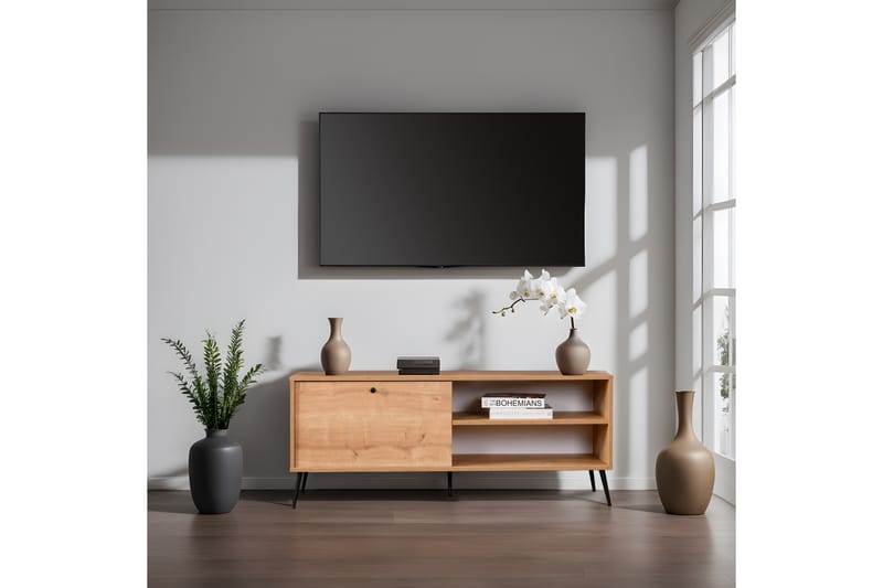 Zevait Tv-bænk 138 cm - Eg/Sort - Møbler - TV borde & mediemøbler - TV-borde