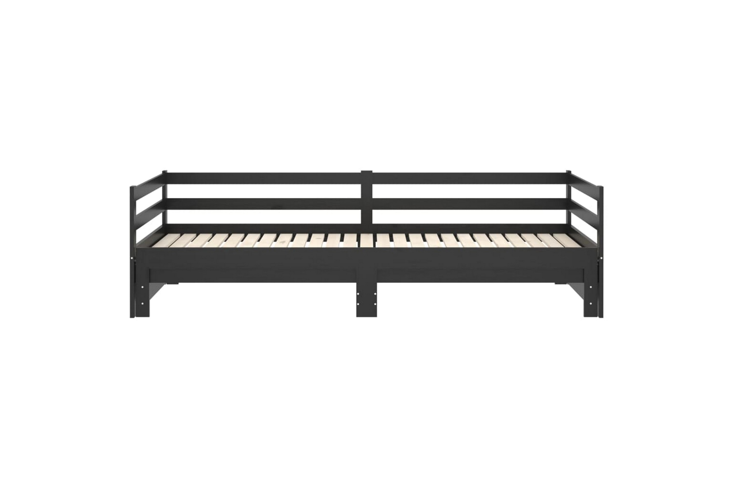 Daybed Med Udtræk 2x(90x200) Cm Massivt Fyrretræ Sort - Daybed ...