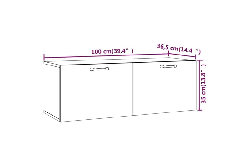 beBasic vægskab 100x36,5x35 cm konstrueret træ betongrå - GrÃ¥ - Opbevaring - Væghængt opbevaring