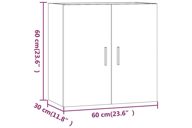 beBasic vægskab 60x30x60 cm konstrueret træ sonoma-eg - Brun - Opbevaring - Væghængt opbevaring