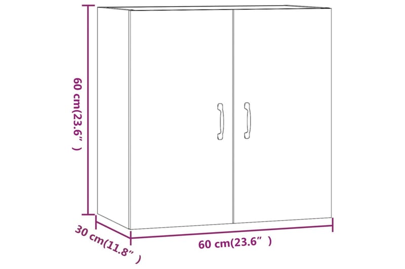 beBasic vægskab 60x31x60 cm konstrueret træ grå sonoma-eg - GrÃ¥ - Opbevaring - Væghængt opbevaring