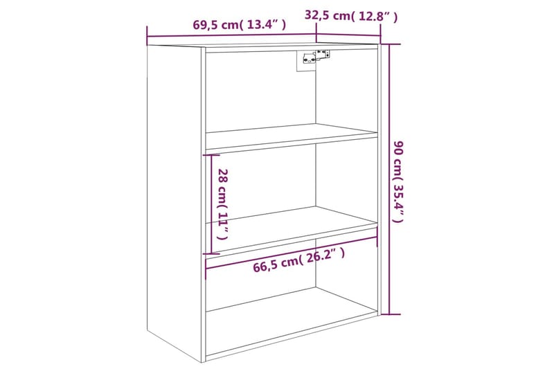 beBasic vægskab 69,5x32,5x90 cm betongrå - GrÃ¥ - Væghængt opbevaring