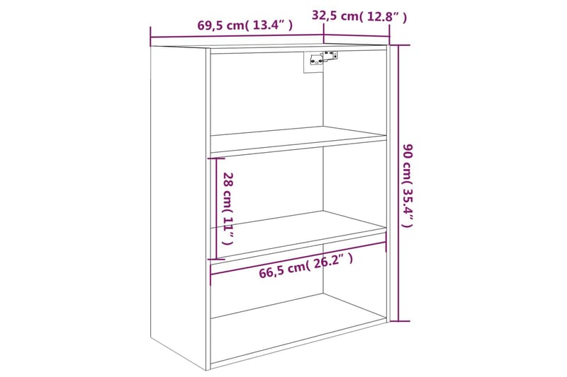 beBasic vægskab 69,5x32,5x90 cm hvid - Hvid - Opbevaring - Væghængt opbevaring