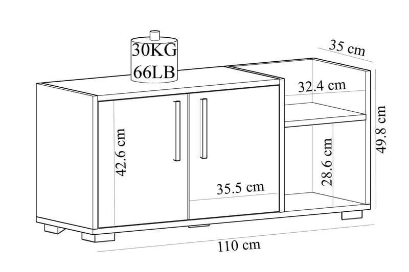 Rinorea Skoskab 110x49,8 cm - Hvid - Opbevaring - Entréopbevaring