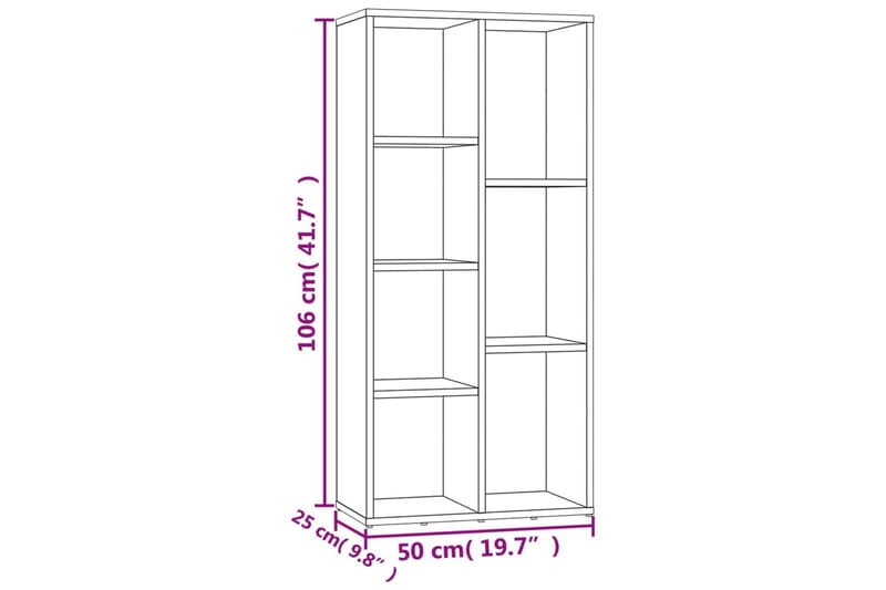 beBasic bogreol 50x25x106 cm brun egetræsfarve - Brun - Opbevaring - Hylder & Reoler - Bogreol