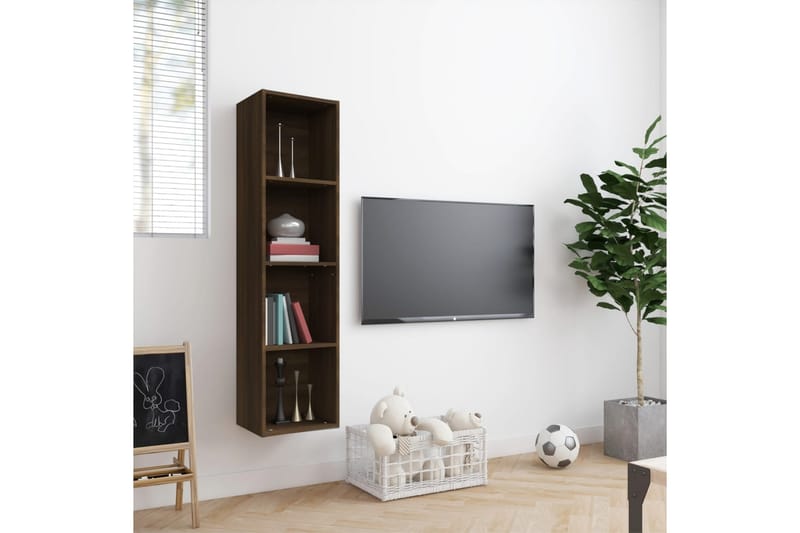 beBasic bogreol/tv-skab 143x30x36 cm konstrueret træ brun egetræsfarve - Brun - Opbevaring - Hylder & Reoler - Bogreol