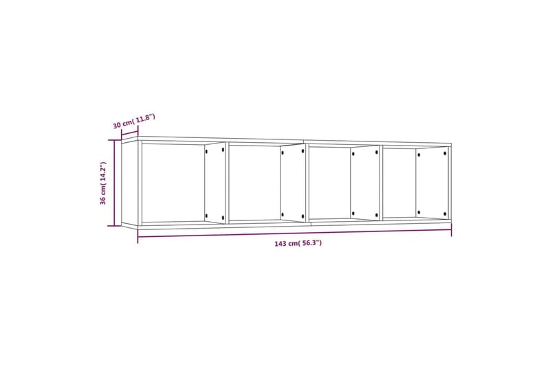 beBasic bogreol/tv-skab 143x30x36 cm konstrueret træ røget egetræsfarve - Brun - Opbevaring - Hylder & Reoler - Bogreol