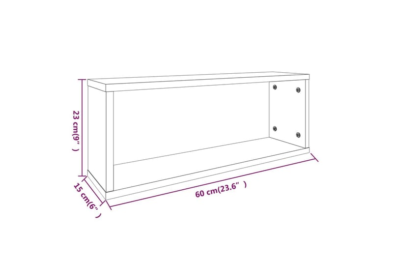 beBasic væghylder 2 stk. 60x15x23 cm konstrueret træ røget egetræ - Brun - Opbevaring - Hylder & Reoler - Væghylde & vægreol