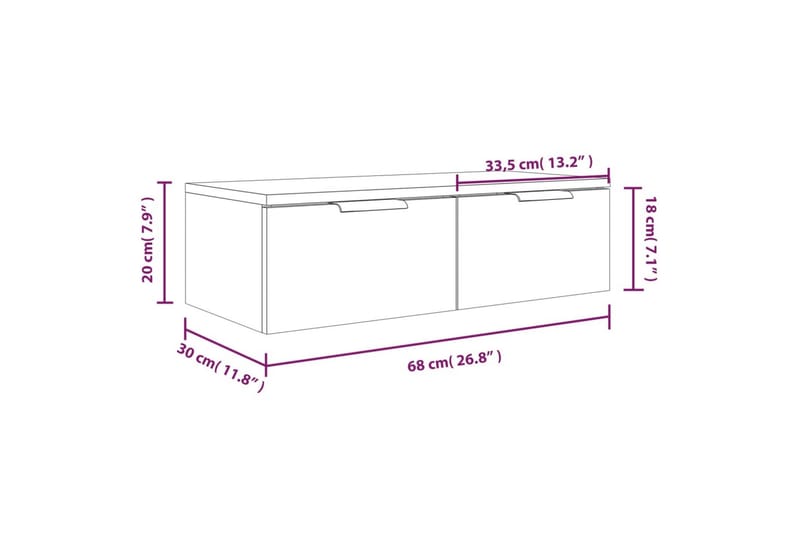 beBasic vægskabe 2 stk. 68x30x20 cm konstrueret træ hvid - Hvid - Opbevaring - Hylder & Reoler - Væghylde & vægreol