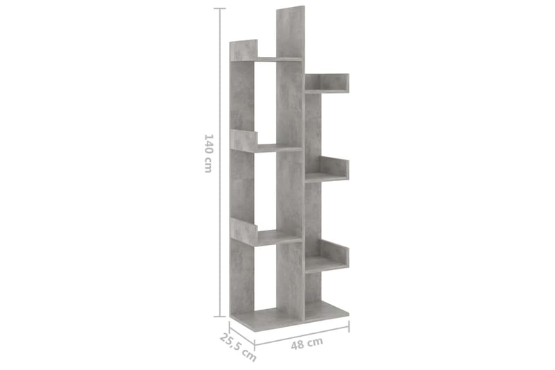 bogreol 48x25,5x140 cm spånplade betongrå - Grå - Opbevaring - Hylder & Reoler - Bogreol