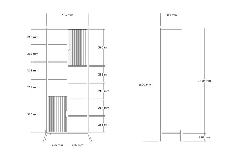 Andifli Bogreol 58,6x160 cm - Blå - Opbevaring - Hylder & Reoler - Bogreol