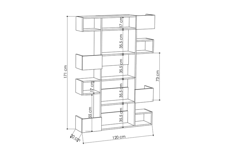 Bodsjö bogreol 120 cm - Brun / grå - Opbevaring - Hylder & Reoler - Bogreol