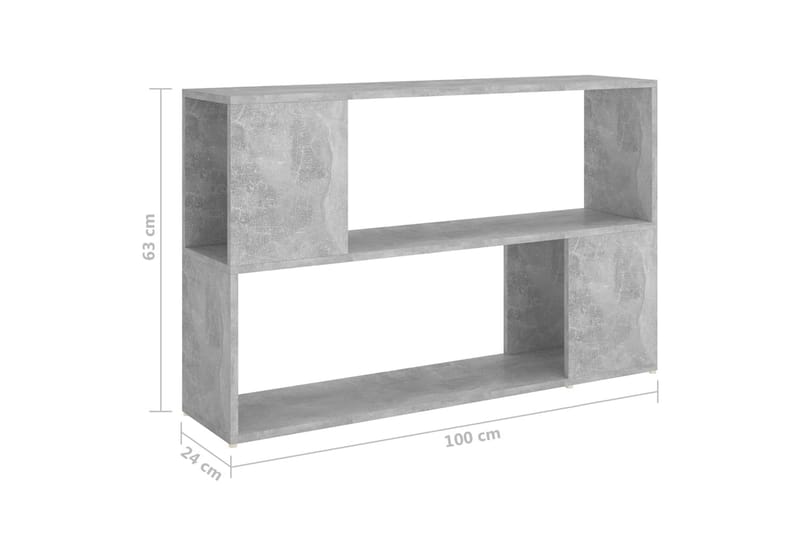 bogreol 100x24x63 cm spånplade betongrå - Grå - Opbevaring - Hylder & Reoler - Bogreol