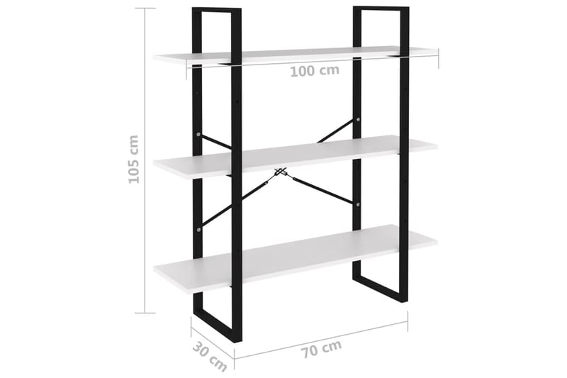 bogreol 100x30x105 cm spånplade hvid - Hvid - Opbevaring - Hylder & Reoler - Bogreol