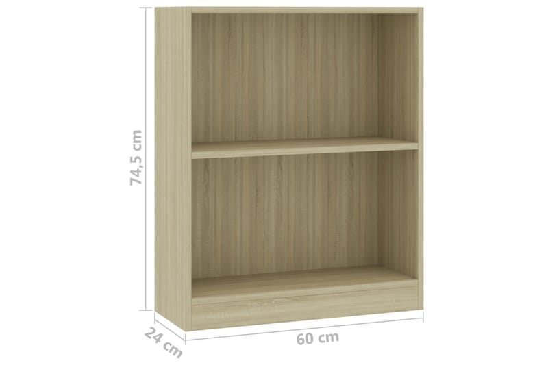 Bogreol 60 X 24 X 74,5 Cm Spånplade Sonoma-Eg - Brun - Opbevaring - Hylder & Reoler - Bogreol