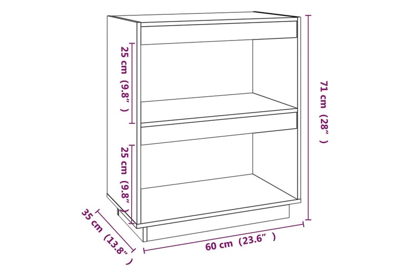 bogreol 60x35x71 cm massivt fyrretræ - Brun - Opbevaring - Hylder & Reoler - Bogreol