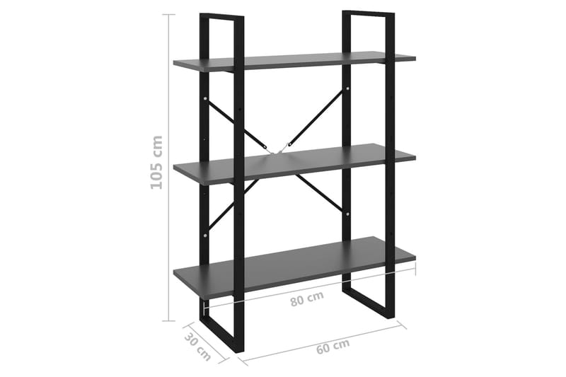 bogreol 80x30x105 cm spånplade grå - Grå - Opbevaring - Hylder & Reoler - Bogreol