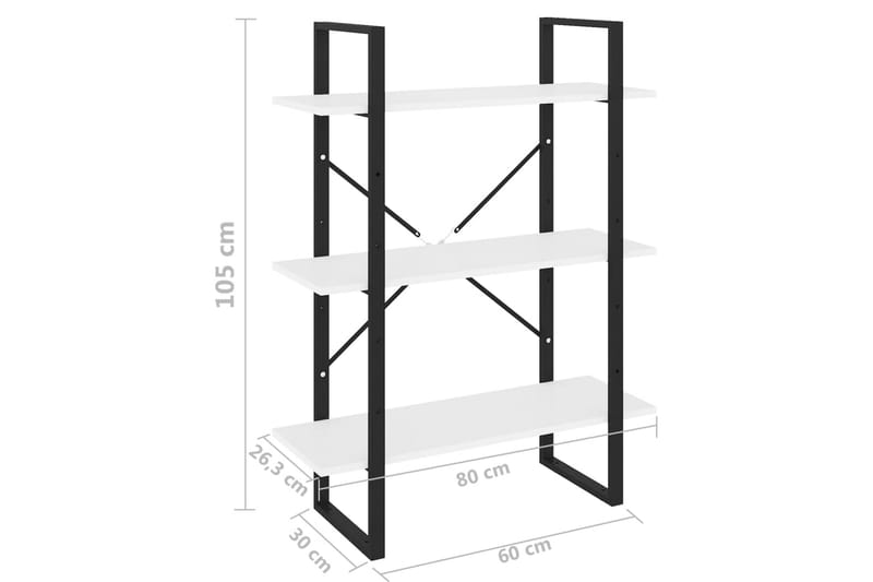 bogreol 80x30x105 cm spånplade hvid - Sort - Opbevaring - Hylder & Reoler - Bogreol