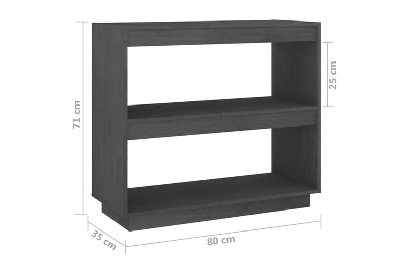 bogreol 80x35x71 cm massivt fyrretræ grå - Grå - Opbevaring - Hylder & Reoler - Bogreol