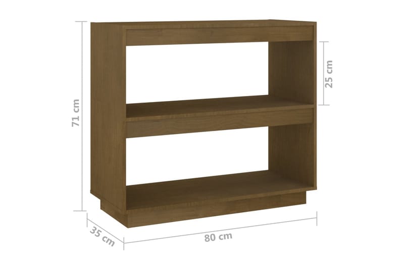 bogreol 80x35x71 cm massivt fyrretræ honningbrun - Brun - Opbevaring - Hylder & Reoler - Bogreol