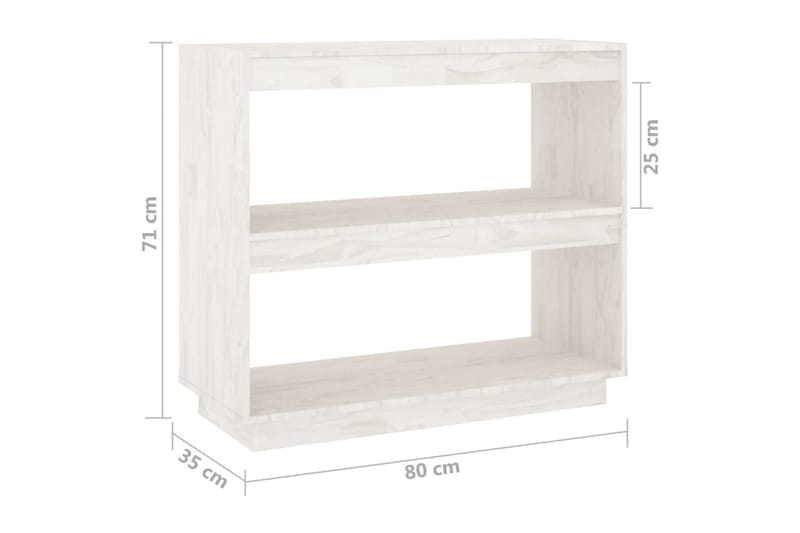 bogreol 80x35x71 cm massivt fyrretræ hvid - Hvid - Opbevaring - Hylder & Reoler - Bogreol