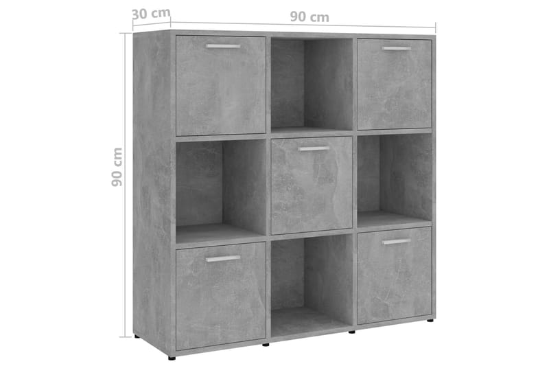 Bogreol 90X30X90 cm Spånplade Betongrå - Opbevaring - Hylder & Reoler - Bogreol