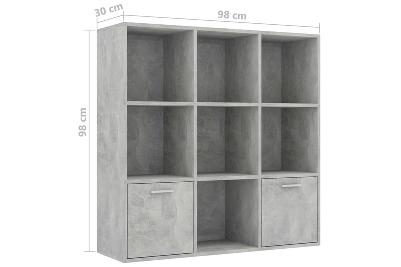 Bogreol 98x30x98 cm Spånplade Betongrå - Grå - Opbevaring - Hylder & Reoler - Bogreol