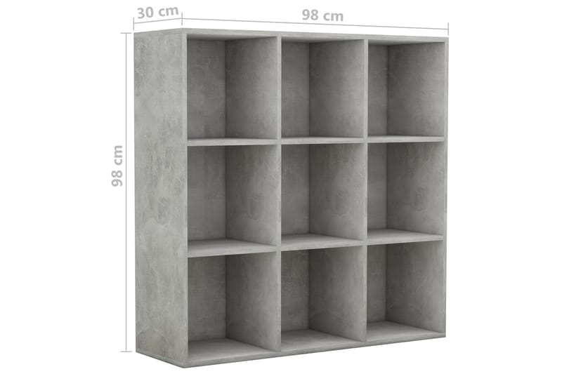 Bogreol 98x30x98 cm Spånplade Betongrå - Grå - Opbevaring - Hylder & Reoler - Bogreol