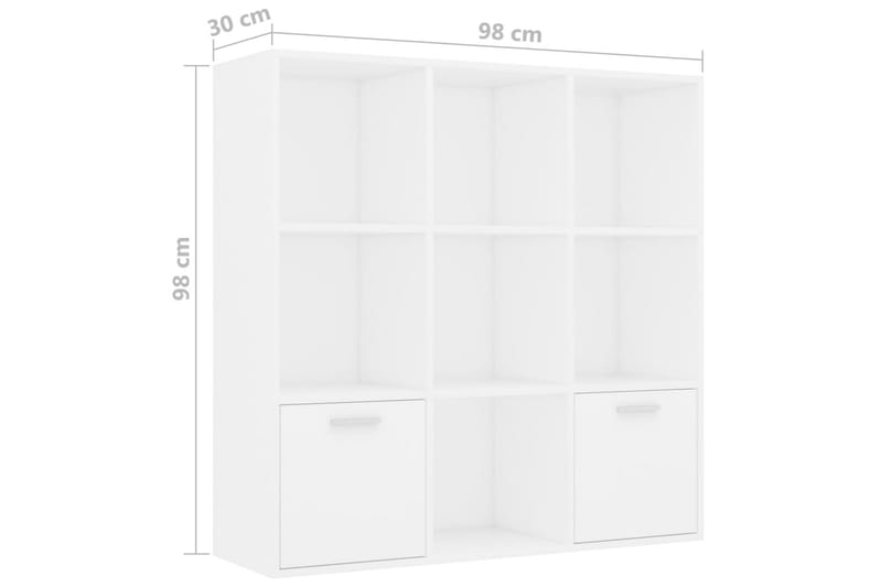 Bogreol 98x30x98 cm Spånplade Hvid - Hvid - Opbevaring - Hylder & Reoler - Bogreol