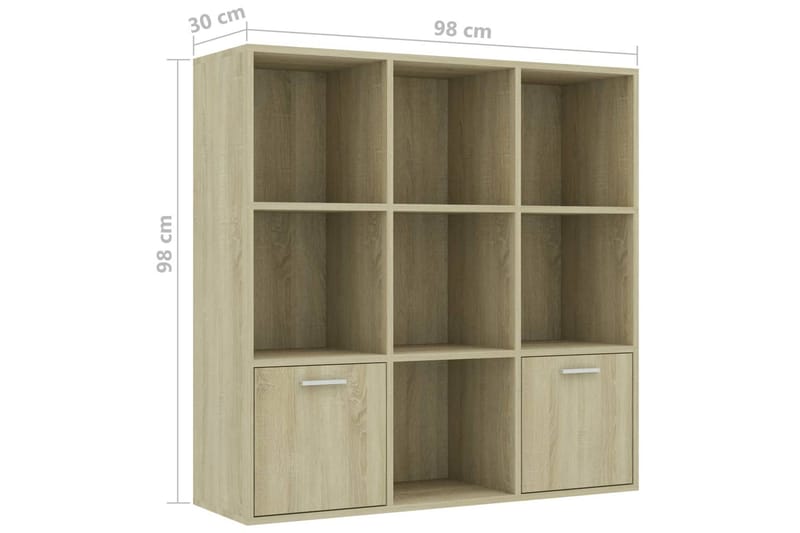 Bogreol 98x30x98 cm Spånplade Sonoma-Eg - Brun - Opbevaring - Hylder & Reoler - Bogreol